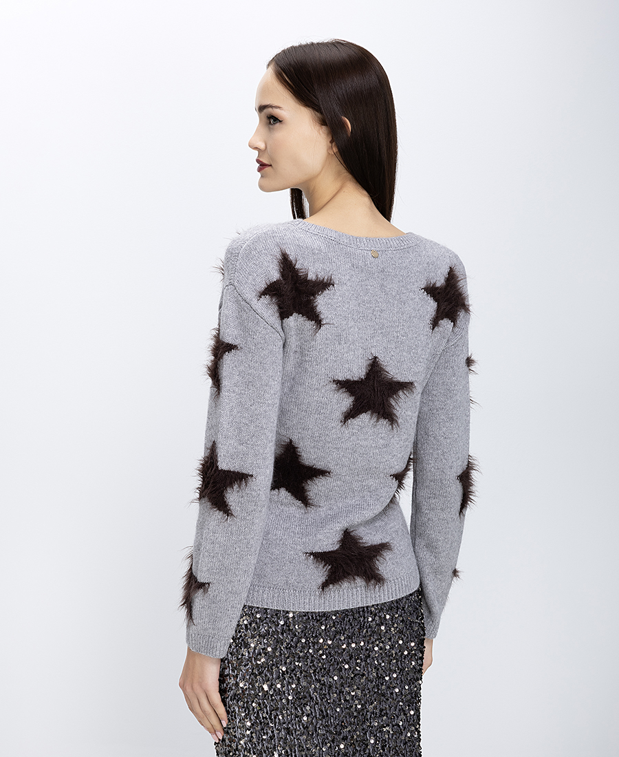 Luckylu Γυναικείο Πλεκτό Με Αστέρια Από Faux Fur φωτογραφία