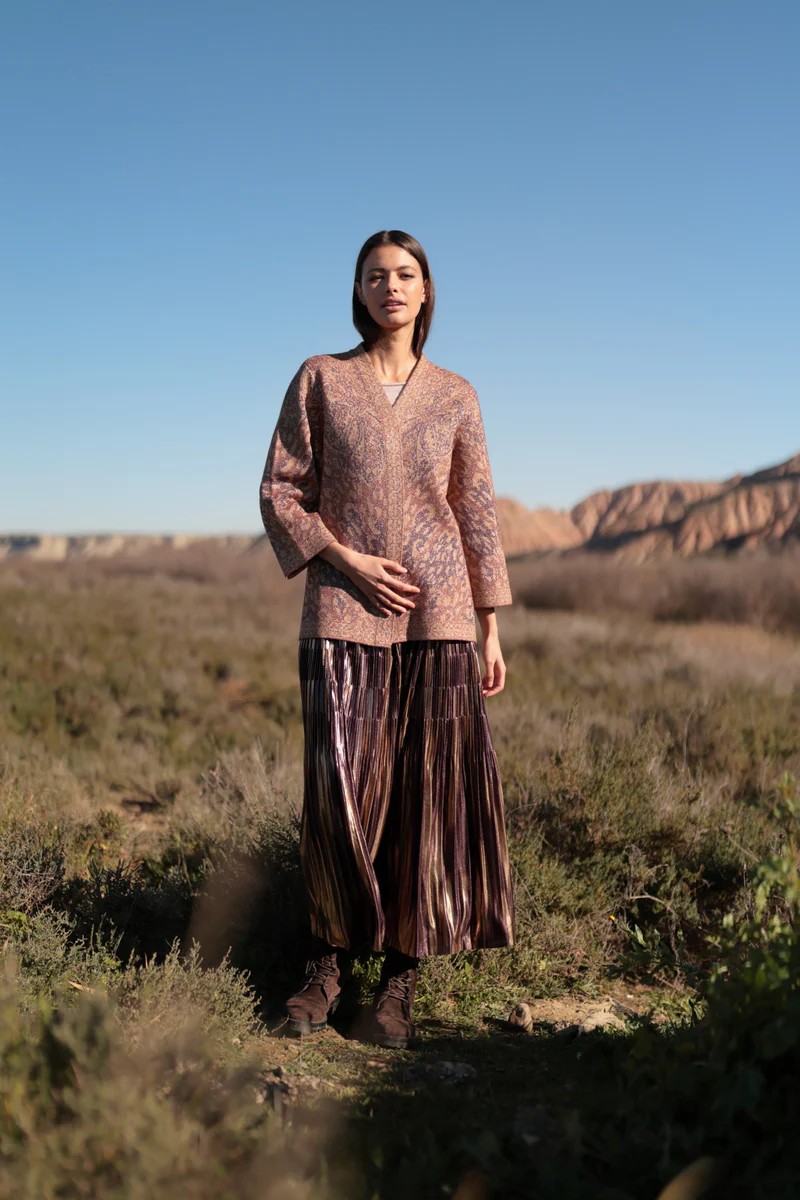 Luna Llena Γυναικείο Κιμονό Regular Fit Με Jacquard Σχέδιο Σε Μπεζ Τόνους φωτογραφία