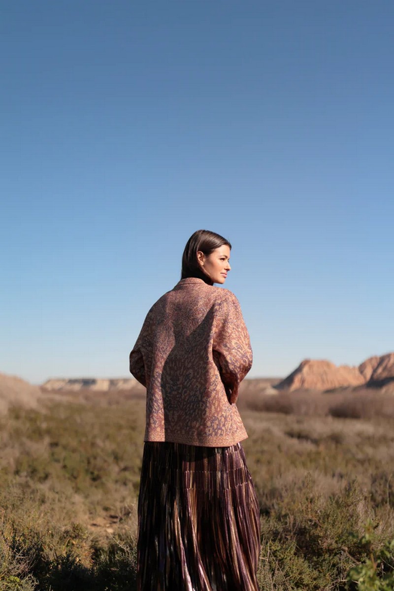 Luna Llena Γυναικείο Κιμονό Regular Fit Με Jacquard Σχέδιο Σε Μπεζ Τόνους φωτογραφία