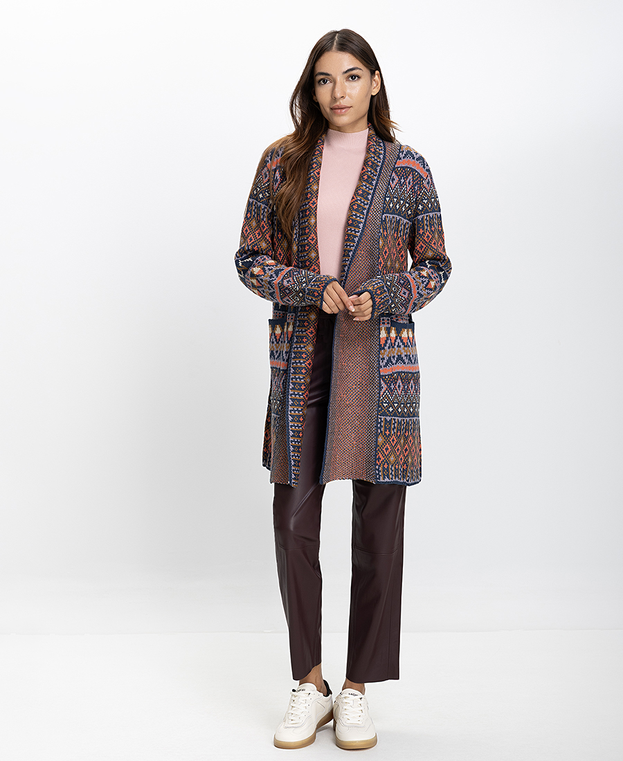 Luna Llena Γυναικεία Πλεκτή Ζακέτα Regular Fit Με Έθνικ Σχέδιο φωτογραφία