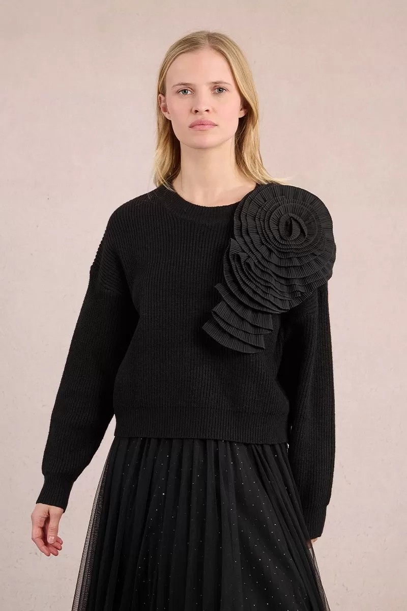Molly Bracken Molly Bracken Γυναικείο Πουλόβερ Straight Fit Με Ανάγλυφο Λουλούδι