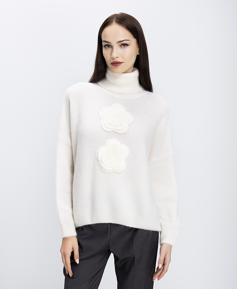 Pho Firenze Γυναικείο Πλεκτό Ζιβάγκο Με Διακοσμητικά Λουλούδια