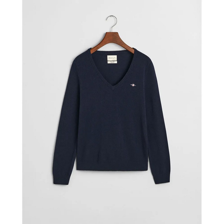 Gant Gant Γυναικεία Πλεκτή Μπλούζα V-Neck Regular Fit Από Μαλλί - 5