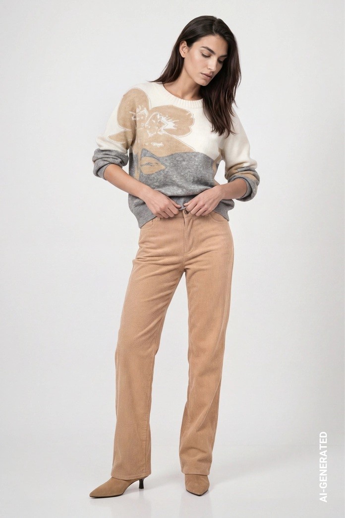 Monari Γυναικείο Εμπριμέ Πλεκτό Με Floral Σχέδιο Και Strass Regular Fit Για Smart Casual Εμφανίσεις