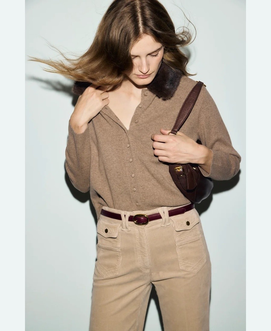 Gerard Darel Gerard Darel Γυναικεία Μάλλινη Ζακέτα Νε Αποσπώμενο Γούνινο Γιακά Για Smart Casual Εμφανίσεις - 3