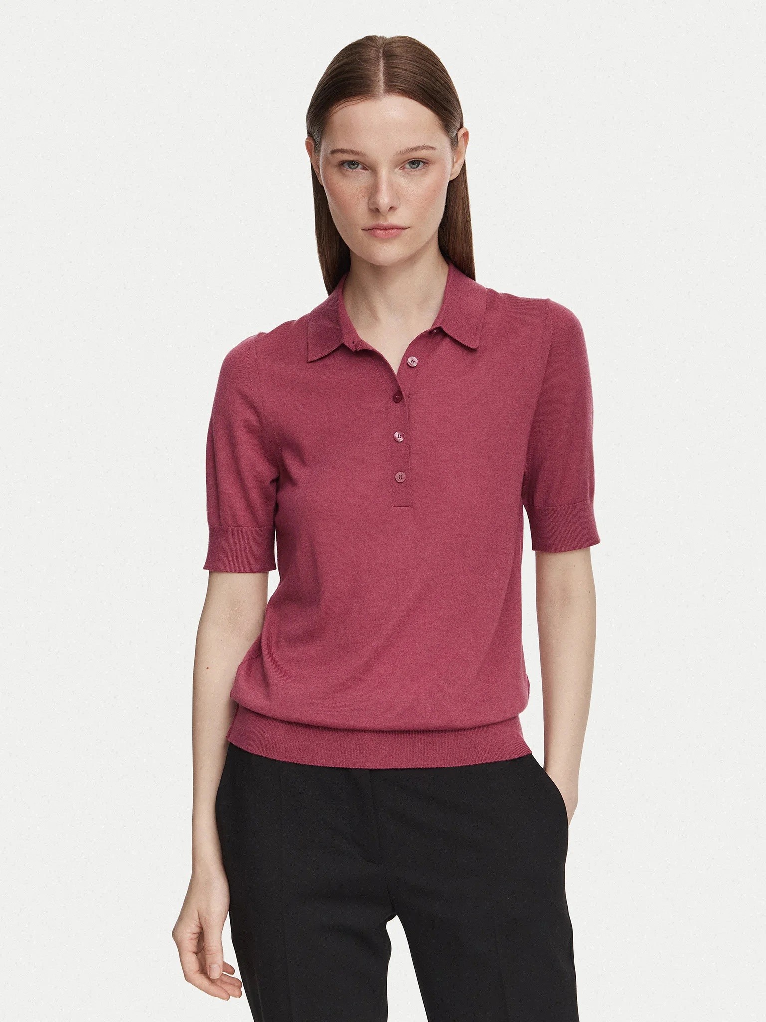 Boss Boss Γυναικείο Μονόχρωμο Μάλλινο Polo Regular Fit Για Smart Casual Εμφανίσεις
