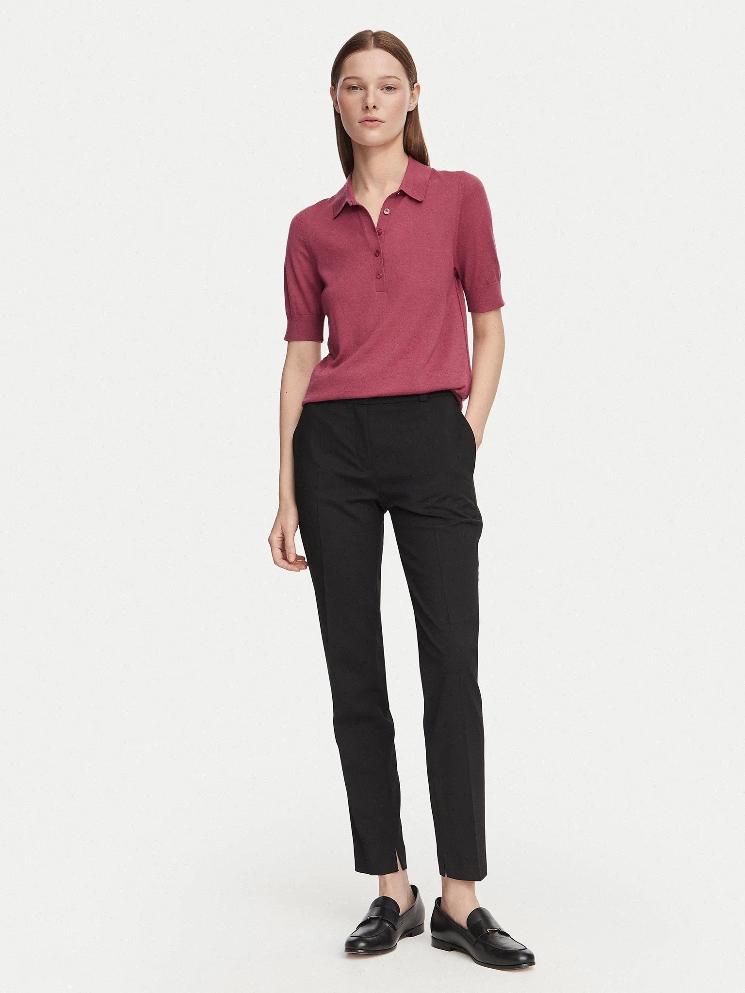 Boss Boss Γυναικείο Μονόχρωμο Μάλλινο Polo Regular Fit Για Smart Casual Εμφανίσεις - 2
