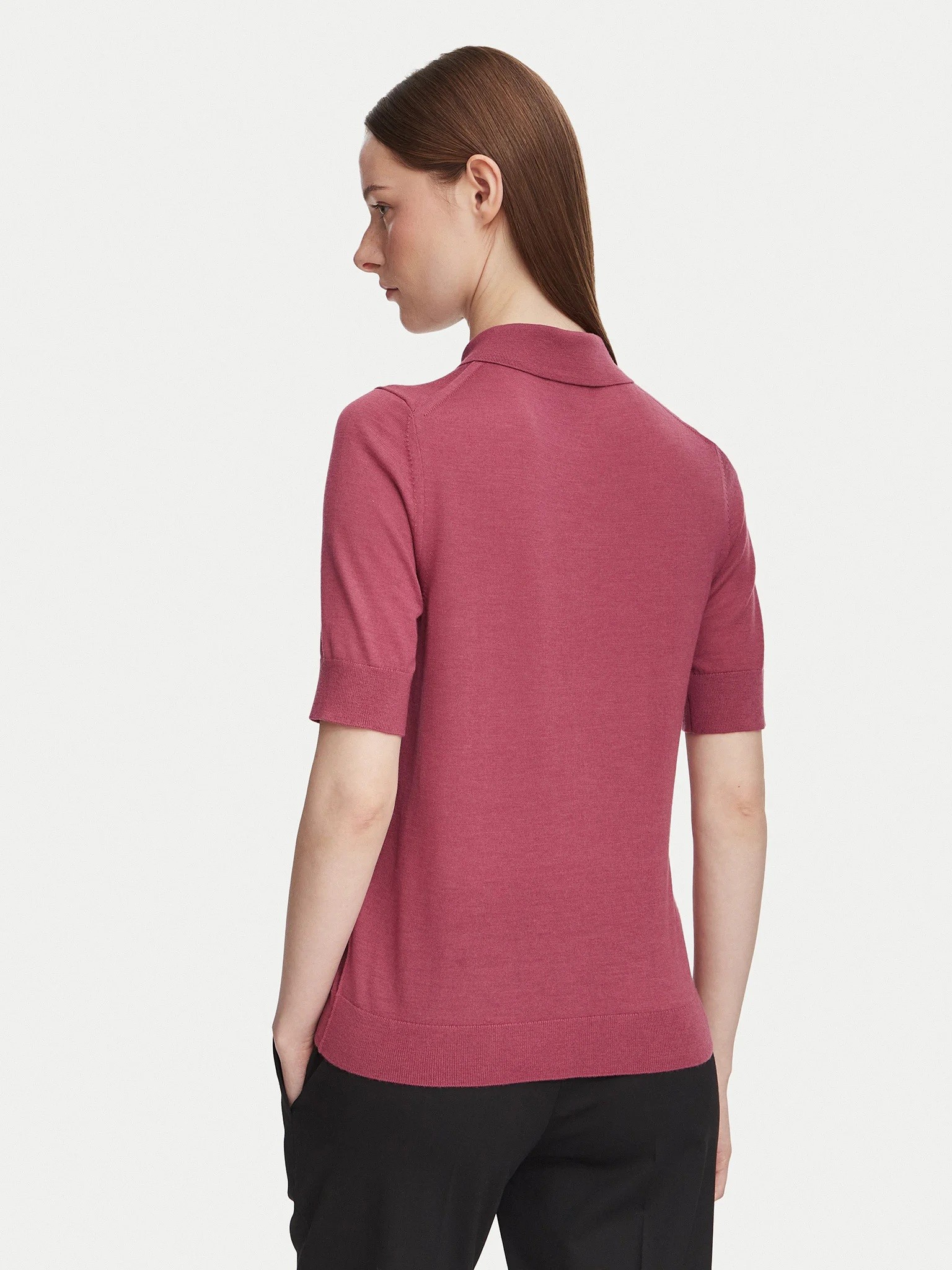 Boss Boss Γυναικείο Μονόχρωμο Μάλλινο Polo Regular Fit Για Smart Casual Εμφανίσεις - 3