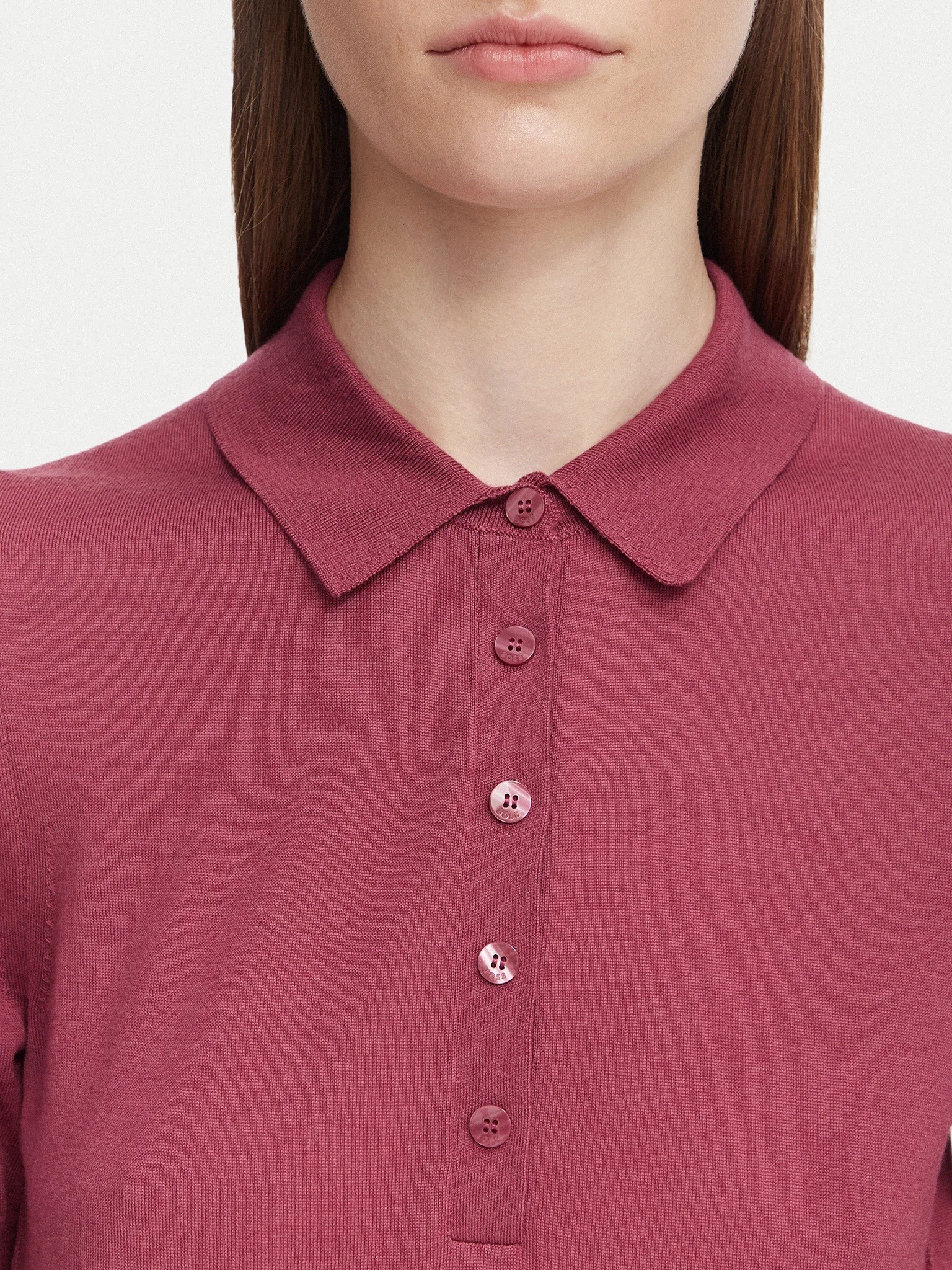 Boss Boss Γυναικείο Μονόχρωμο Μάλλινο Polo Regular Fit Για Smart Casual Εμφανίσεις - 4