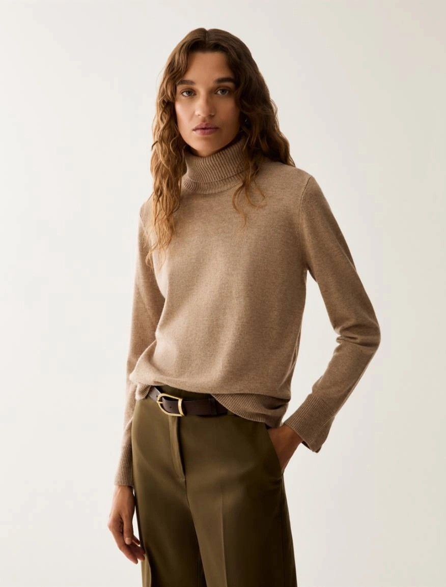 Pennyblack Γυναικείο Μπεζ Πλεκτό Ζιβάγκο Wool Blend Regular Fit Για Smart Casual Εμφανίσεις