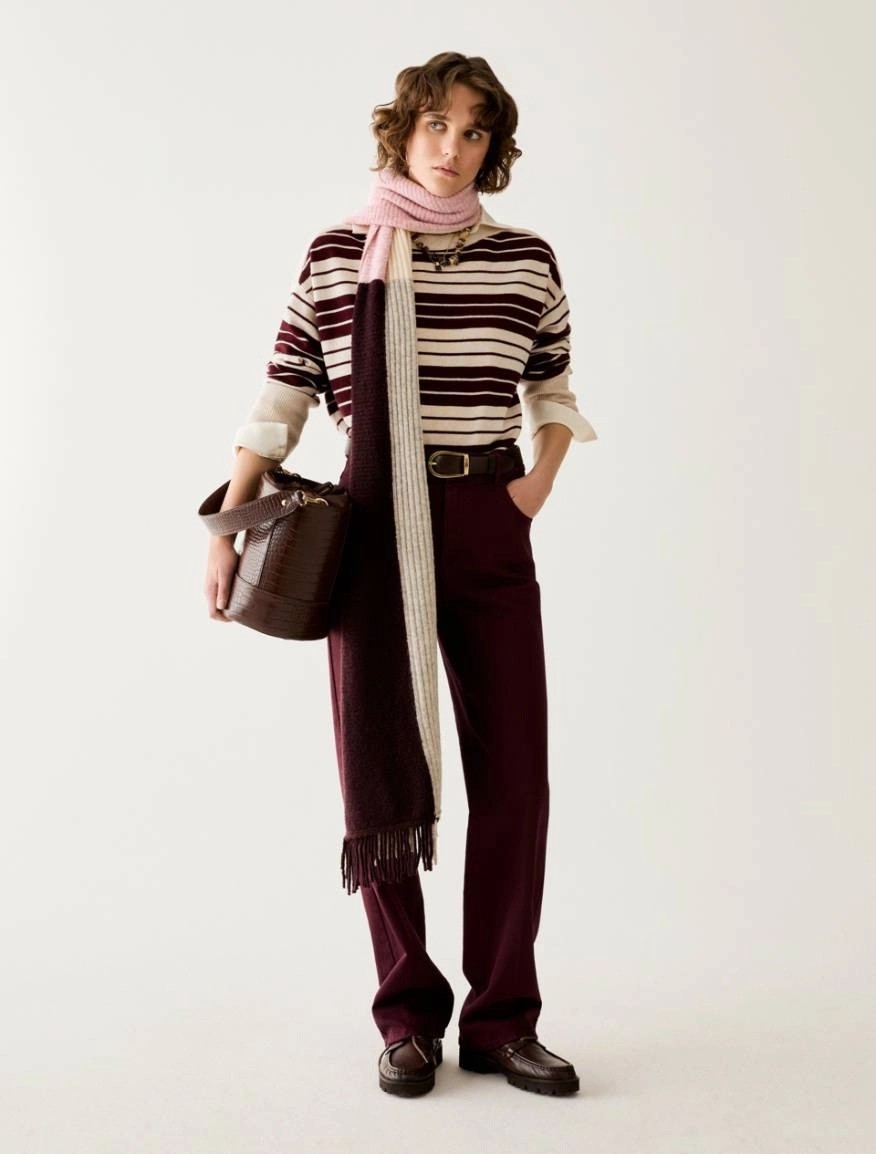 Penny Black Pennyblack Γυναικείο Ριγέ Πλεκτό Πουλόβερ Wool Blend Straight Fit Για Smart Casual Εμφανίσεις - 2