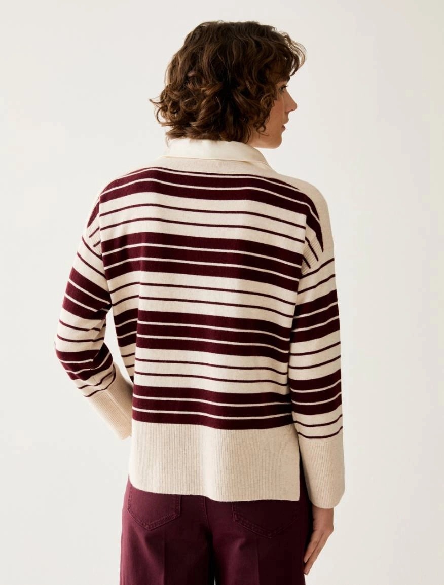 Penny Black Pennyblack Γυναικείο Ριγέ Πλεκτό Πουλόβερ Wool Blend Straight Fit Για Smart Casual Εμφανίσεις - 3