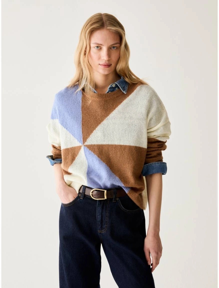 Pennyblack Γυναικείο Πλεκτό Mohair Blend Με Γεωμετρικό Μοτίβο Loose Fit Για All-Day Εμφανίσεις