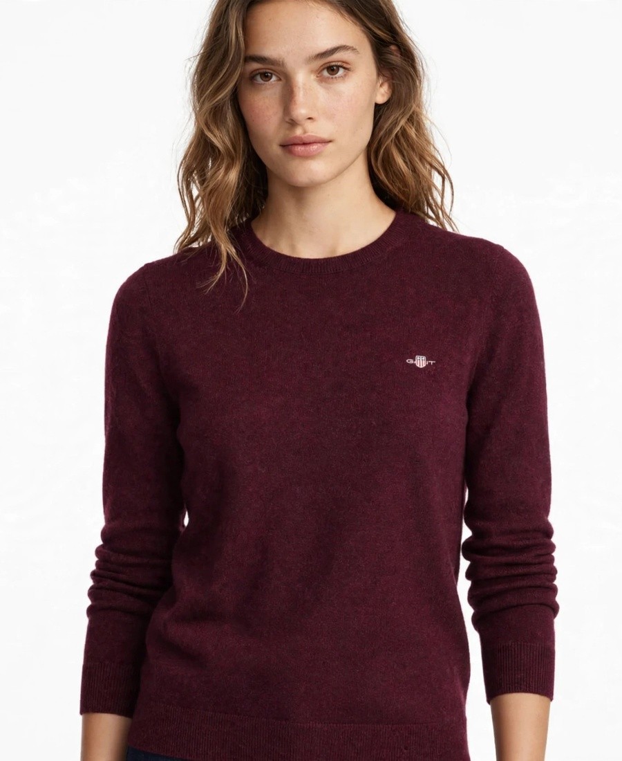 Gant Γυναικείο Μονόχρωμο Πλεκτό Από Μαλλί Merino Και Βαμβάκι Regular Fit Για Smart Casual Εμφανίσεις