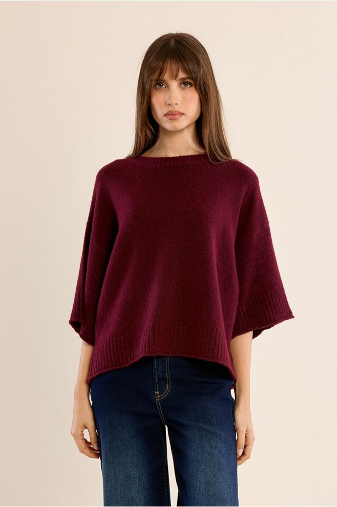 Molly Bracken Γυναικείο Μονόχρωμο Πλεκτό Με Μανίκια 3/4 Loose Fit Για All-Day Εμφανίσεις