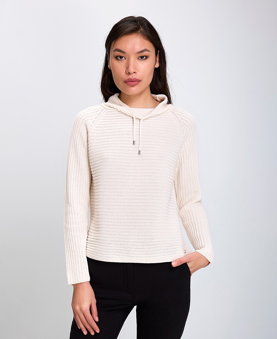 Monari Monari Γυναικεία Μπλούζα με Ανάγλυφη Πλέξη Regular Fit σε Εκρού