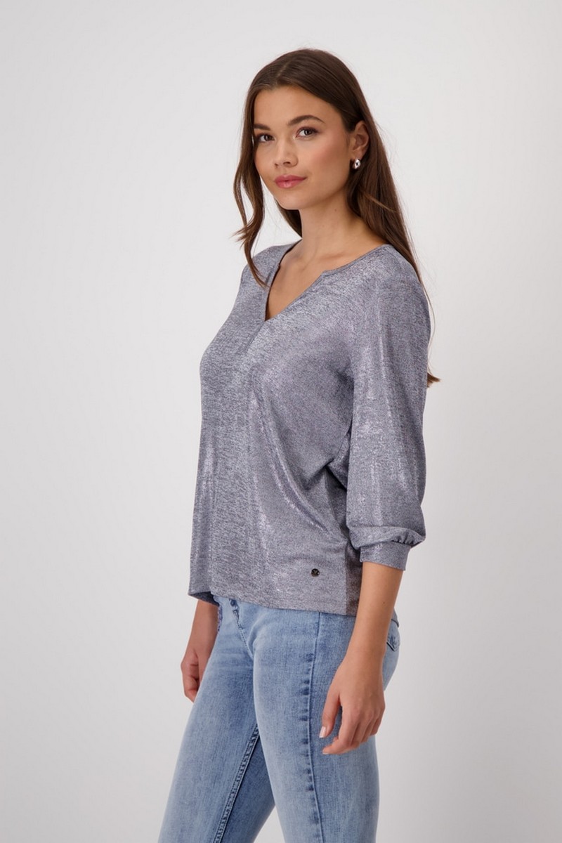 Monari Γυναικείο Μπλουζάκι Regular Fit "Smoked Purple" φωτογραφία