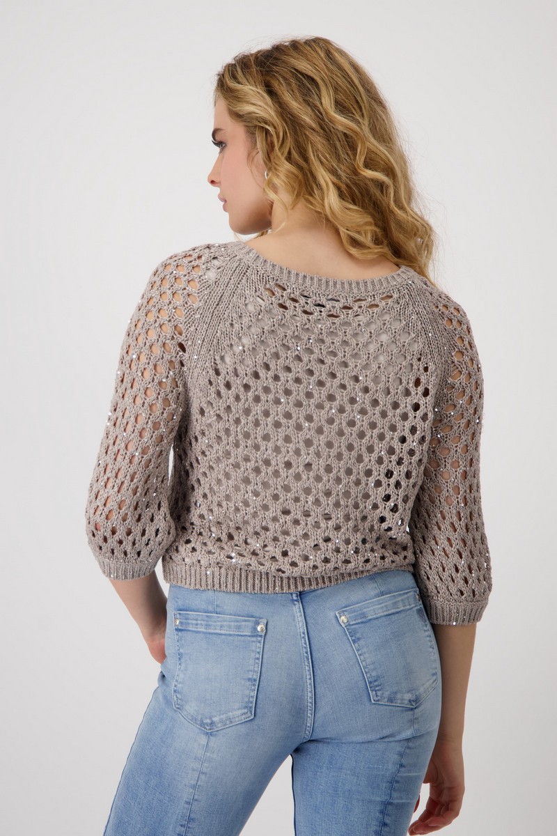 Monari Γυναικείο Πλεκτό με Πούλιες σε Μπεζ φωτογραφία