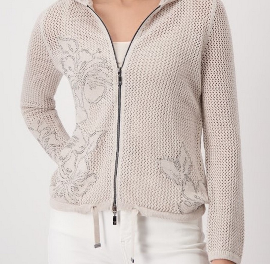 Monari Γυναικεία Ζακέτα Βαμβακερή Με Κουκούλα Και Διακριτικά Στρας φωτογραφία