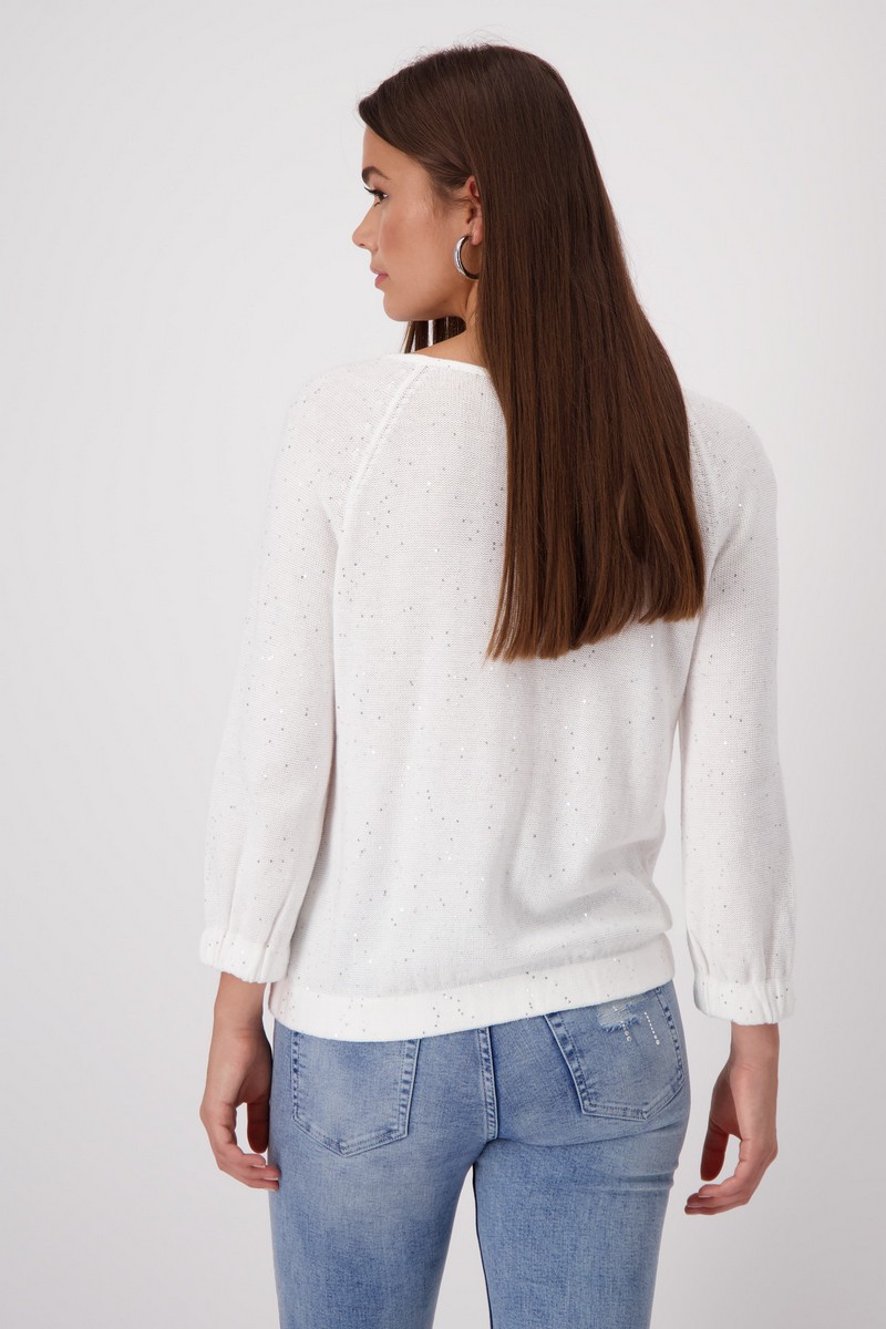 Monari Γυναικεία Ζακέτα με Φερμουάρ και Παγιέτες σε Υπόλευκο φωτογραφία