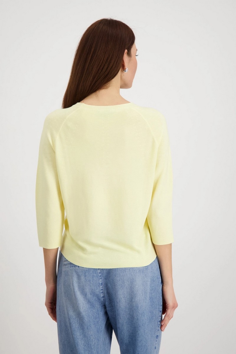 Monari Γυναικείο Πουλόβερ Regular Fit Από 100% Βισκόζη Με Πλέξη Purl Στις Ραγκλάν Μανίκες φωτογραφία