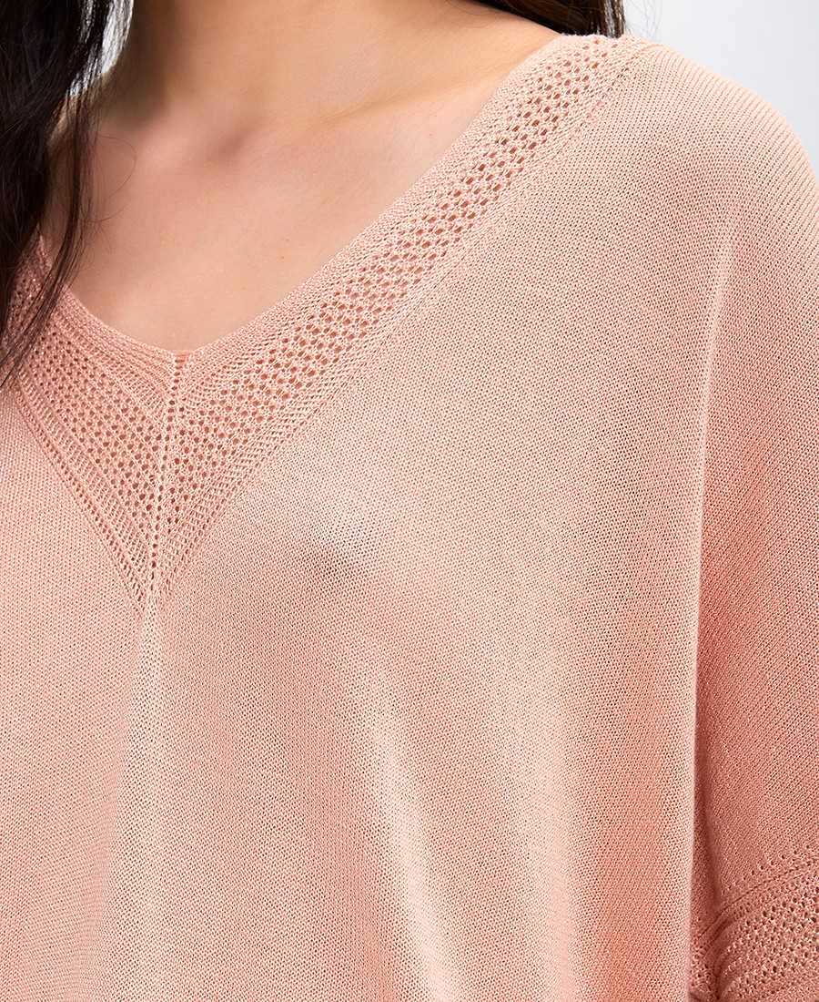 EsQualo Γυναικεία Πλεκτή Μπλούζα με Lurex Regular Fit σε Ανοιχτό Ροζ φωτογραφία