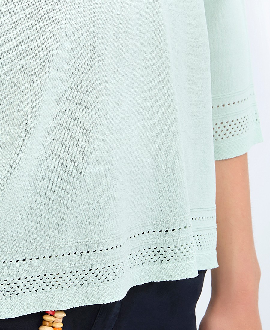 Γυναικεία Μπλούζα Με 3/4 Μανίκια Και Δαντελένιες Λεπτομέρειες φωτογραφία