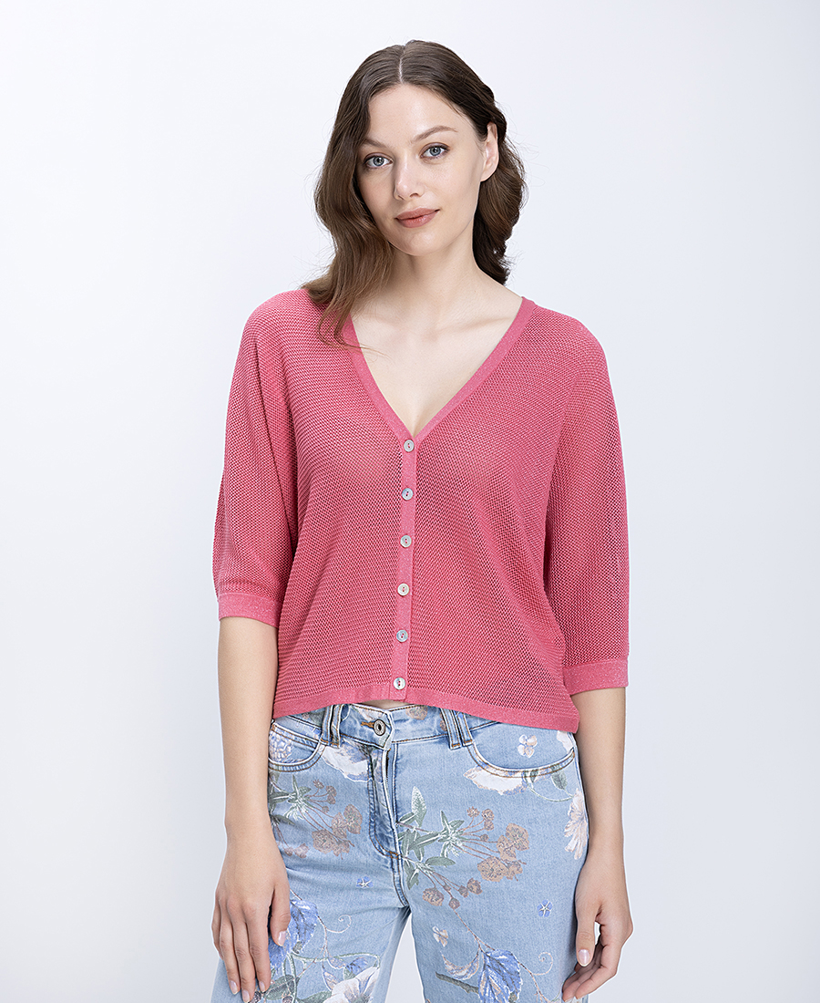 Γυναικεία Πλεκτή Ζακέτα Loose Fit Με Metallic Λεπτομέρειες