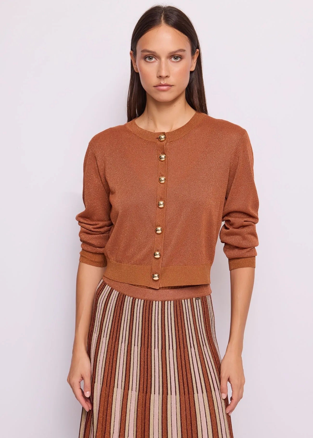 Gaudi Γυναικεία Ζακέτα Πλεκτή Με Lurex Και Χρυσά Κουμπιά