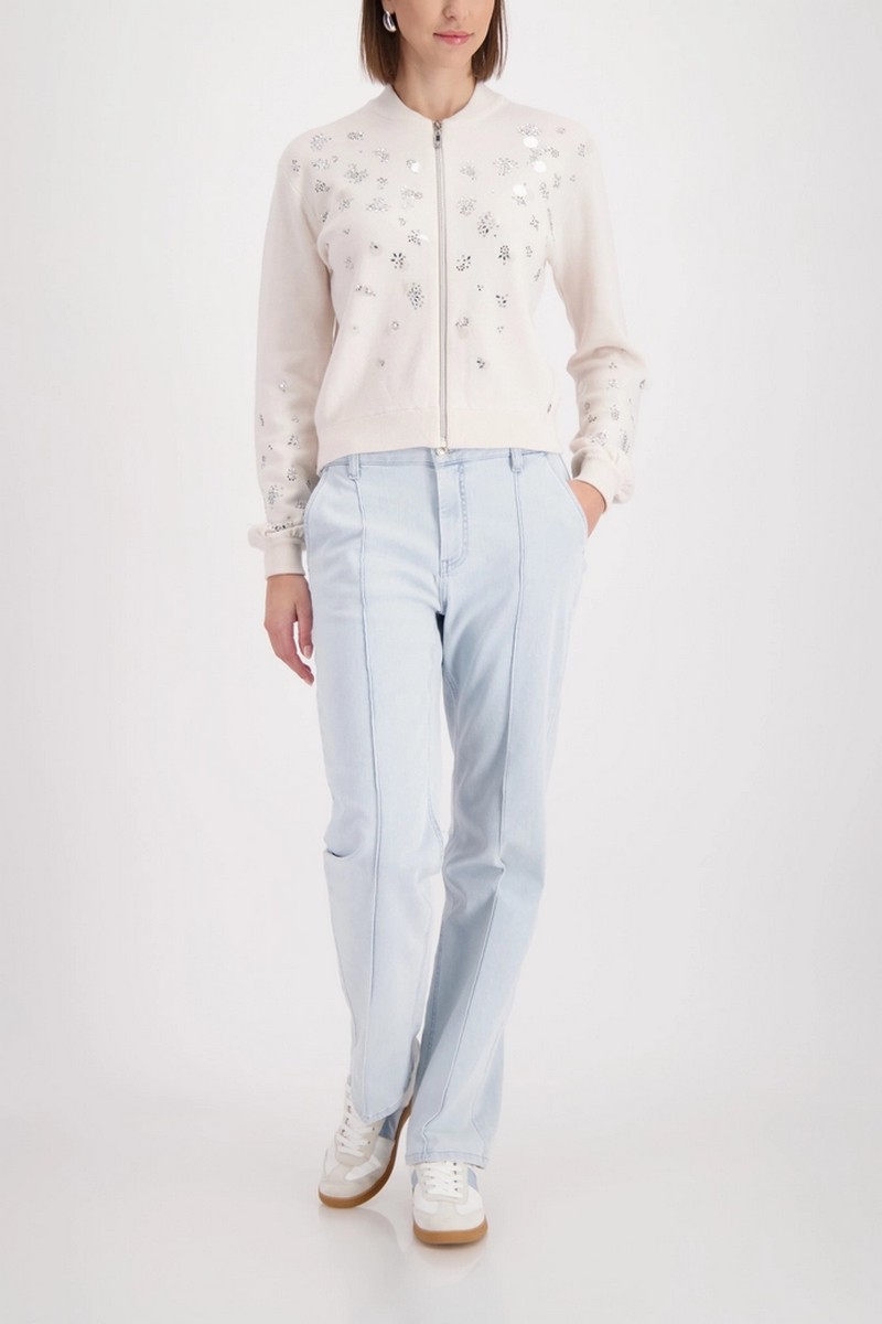 Monari Γυναικεία Ζακέτα Πλεκτή Βαμβακερή Regular Fit Με Embellishments φωτογραφία