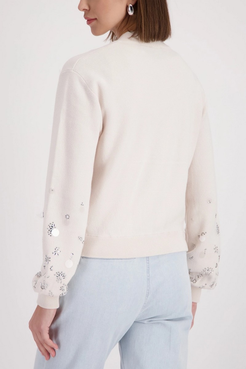 Monari Γυναικεία Ζακέτα Πλεκτή Βαμβακερή Regular Fit Με Embellishments φωτογραφία