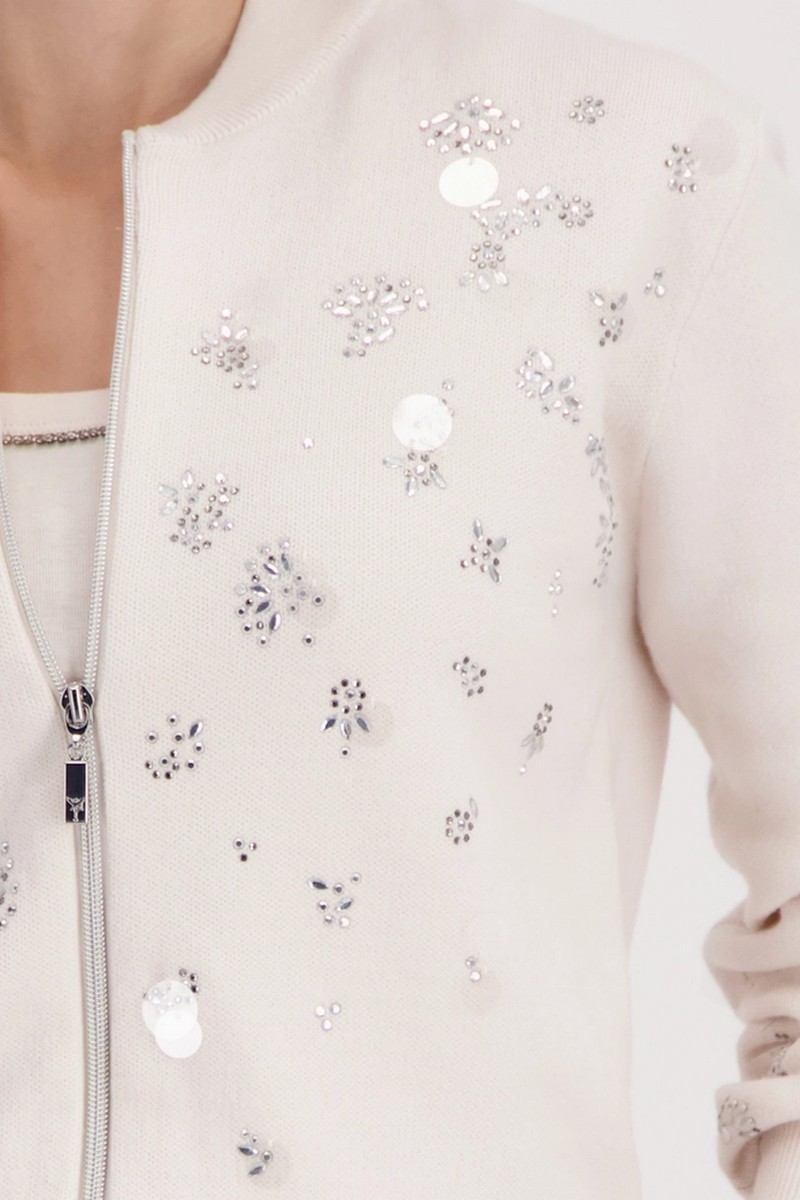 Monari Γυναικεία Ζακέτα Πλεκτή Βαμβακερή Regular Fit Με Embellishments φωτογραφία