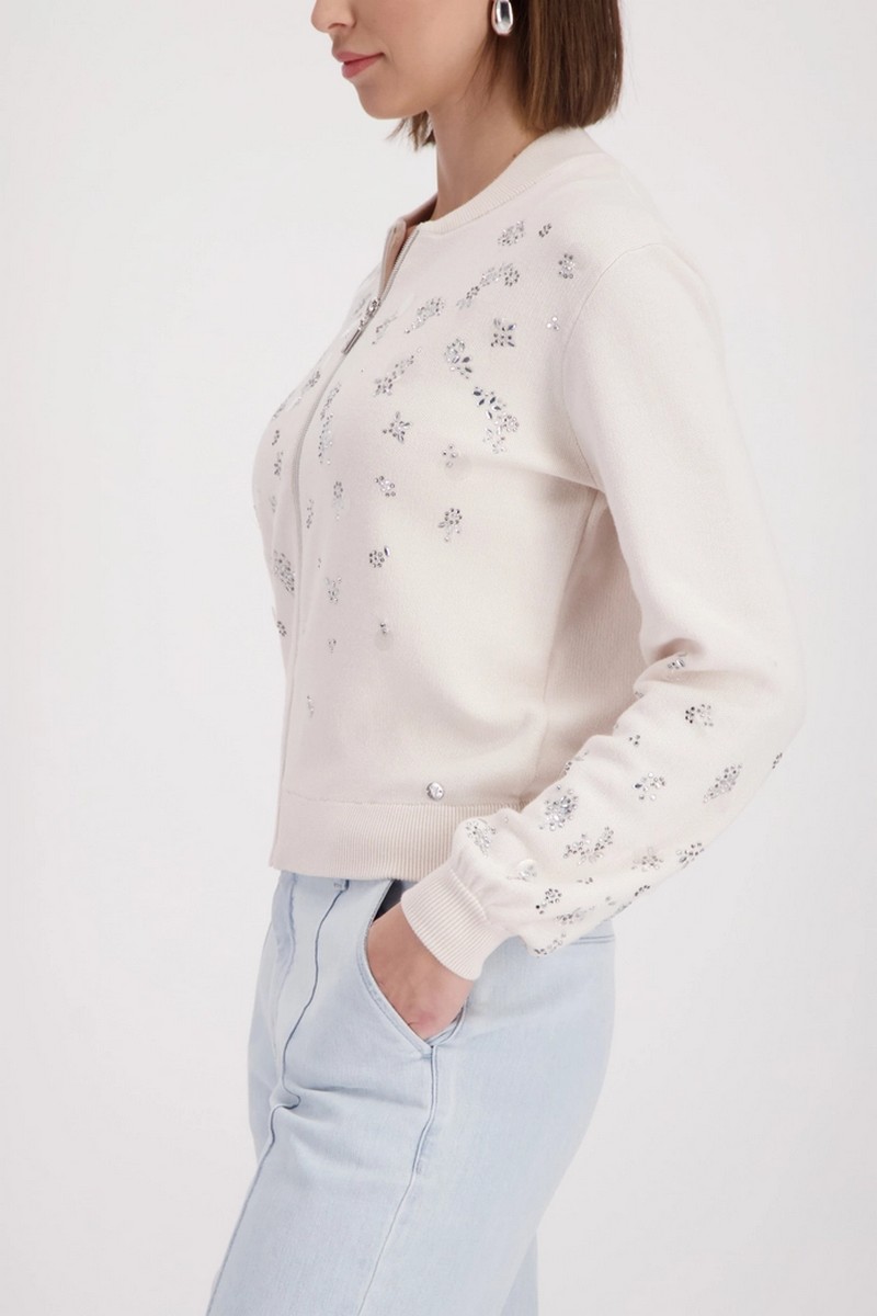 Monari Γυναικεία Ζακέτα Πλεκτή Βαμβακερή Regular Fit Με Embellishments φωτογραφία