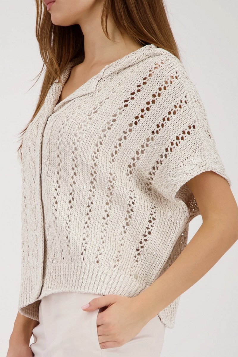 Monari Γυναικεία Πλεκτή Κάπα Ajour Με Παγιέτες Regular Fit φωτογραφία