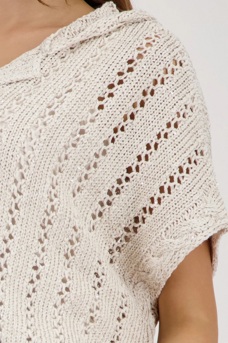 Monari Γυναικεία Πλεκτή Κάπα Ajour Με Παγιέτες Regular Fit φωτογραφία