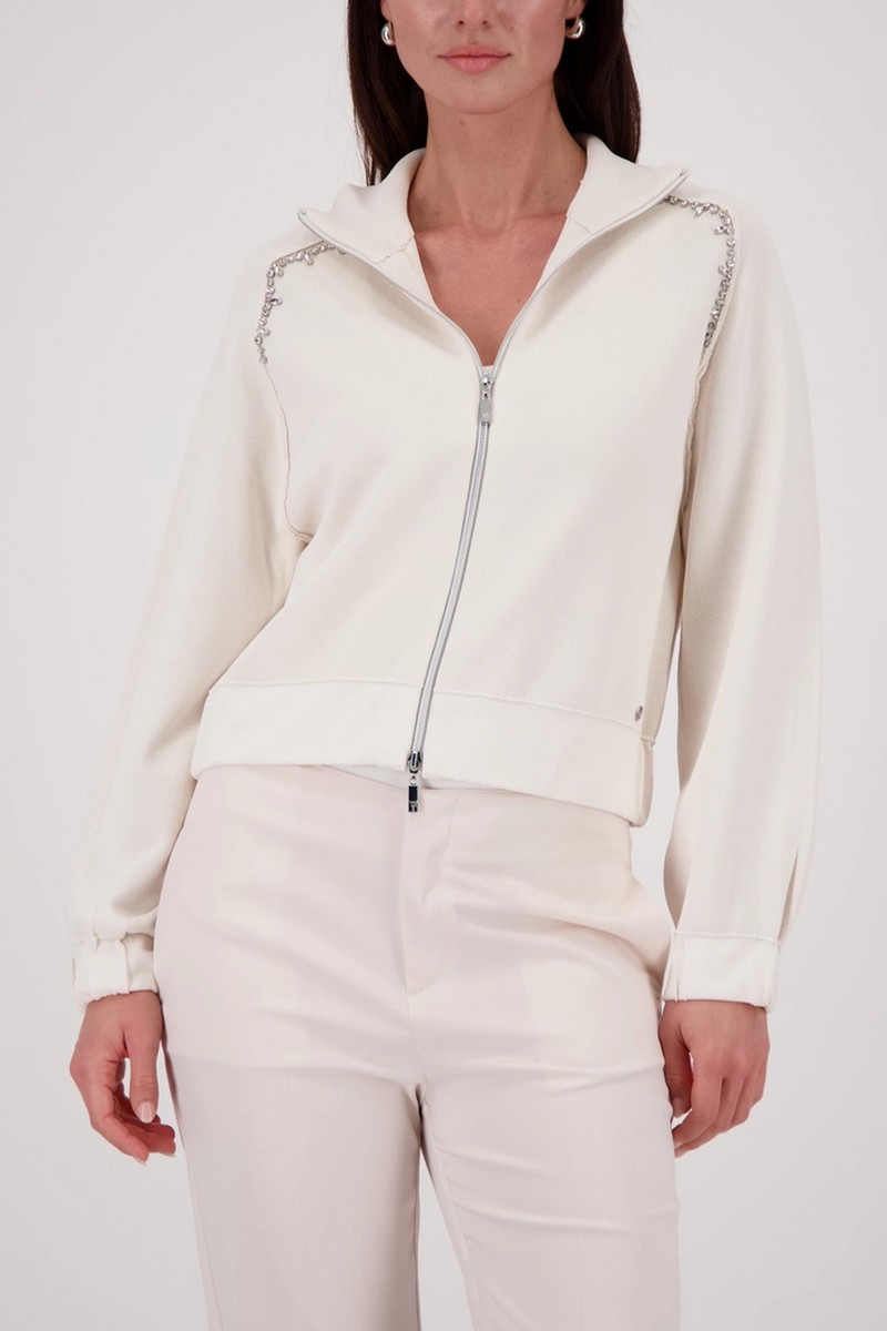 Monari Γυναικεία Ζακέτα Regular Fit Με Διακοσμητικά Κοσμήματα Και Διπλό Φερμουάρ