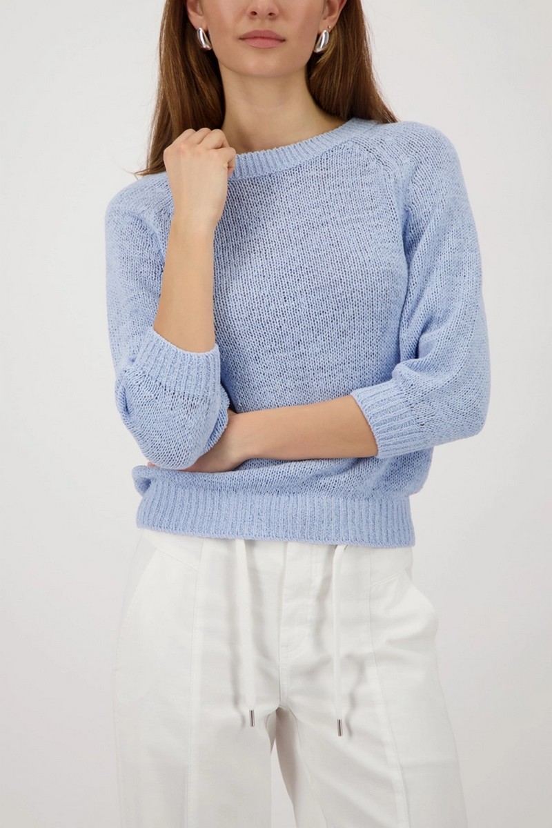 Monari Γυναικείο Πλεκτό Regular Fit Με Boat Λαιμόκοψη Και Ribbon Νήμα