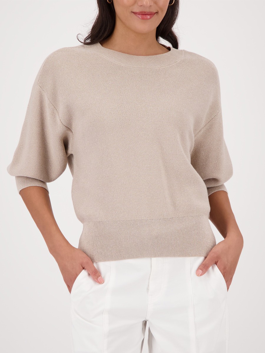 Monari Γυναικείο Πλεκτό Regular Fit Με Lurex Και Στρογγυλή Λαιμόκοψη