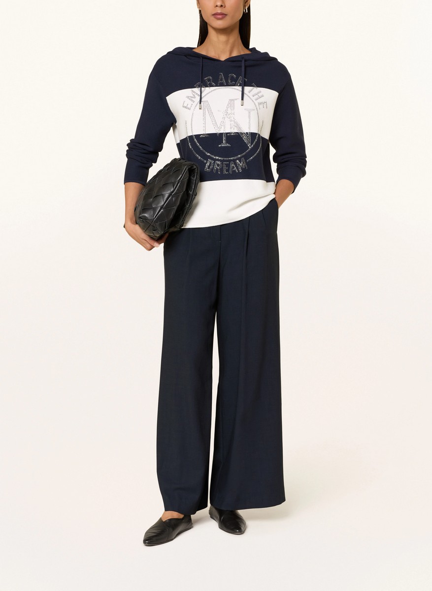 Monari Γυναικείο Πλεκτό Βαμβακερό Με Κουκούλα Και Logo Print