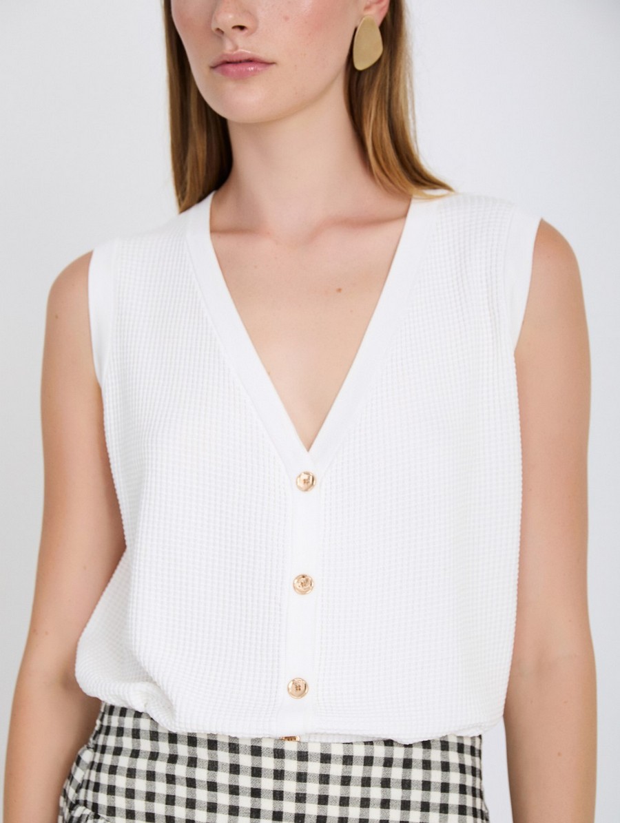Skatie Skatie Γυναικείο Γιλέκο Πλεκτό Regular Fit Με Textured Πλέξη Και Minimal Σχεδιασμό - 5