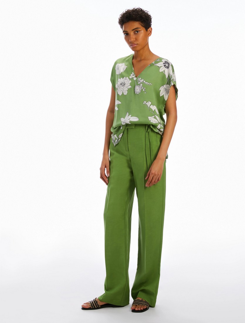 PennyBlack Floral Twill Top σε Πράσινο Εμπριμέ φωτογραφία