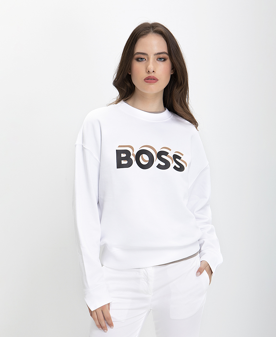 Boss Boss Μπλούζα Αθλητική Cotton Terry σε Λευκό