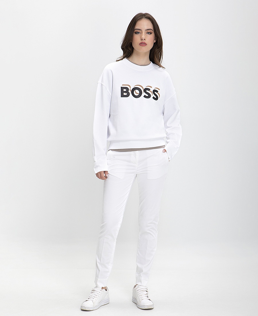 Boss Μπλούζα Αθλητική Cotton Terry σε Λευκό φωτογραφία