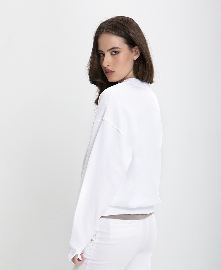 Boss Μπλούζα Αθλητική Cotton Terry σε Λευκό φωτογραφία