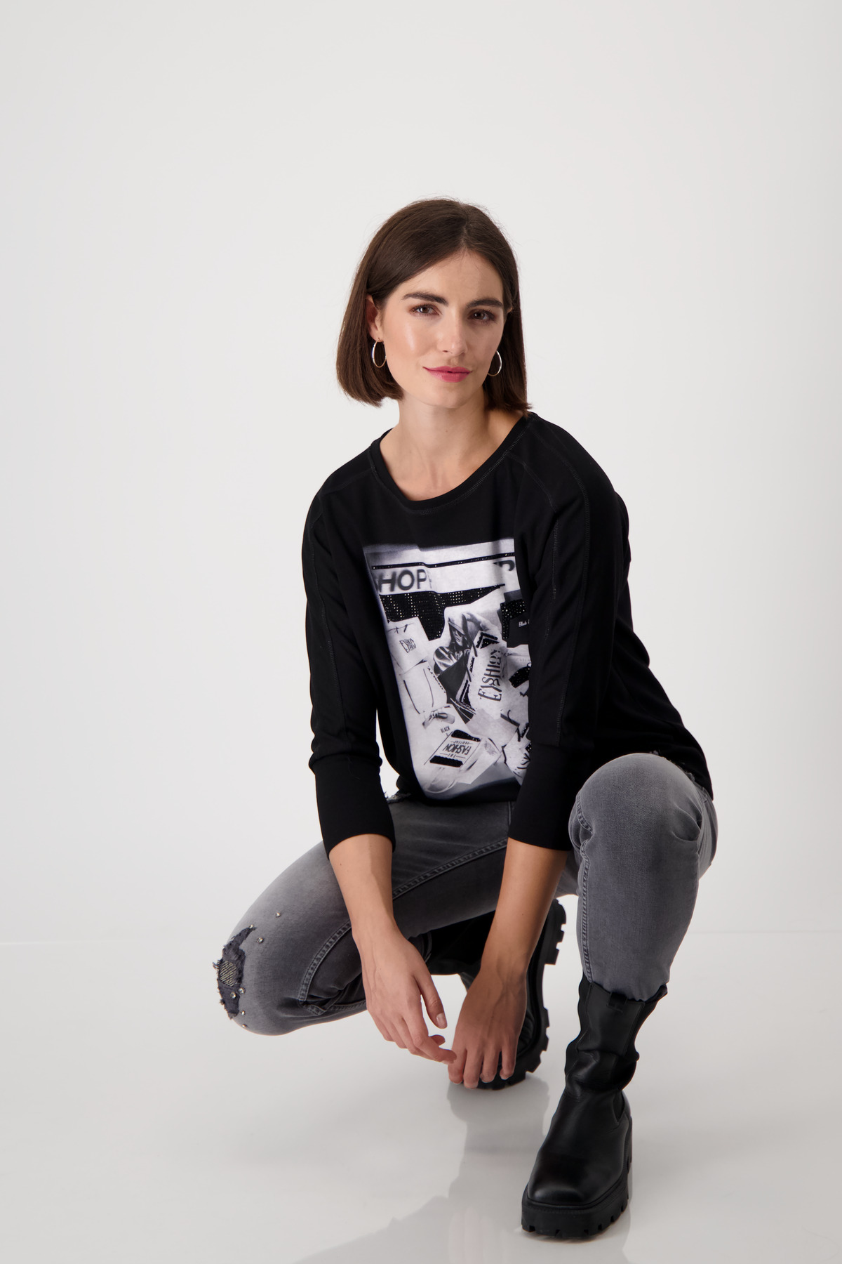 Monari Γυναικεία Μπλούζα Με Print Και Στρασάκια φωτογραφία