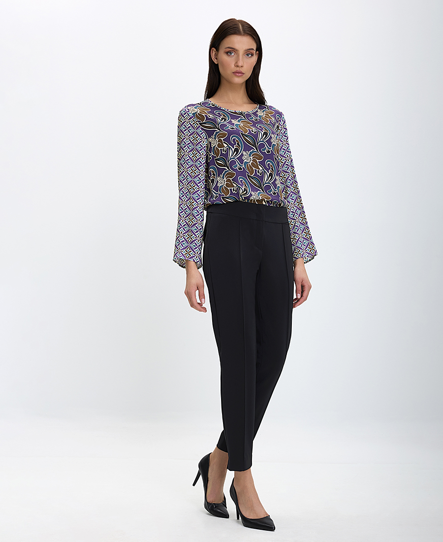 Γυναικείο Εμπριμέ Μπλουζάκι Βισκόζη Μωβ φωτογραφία