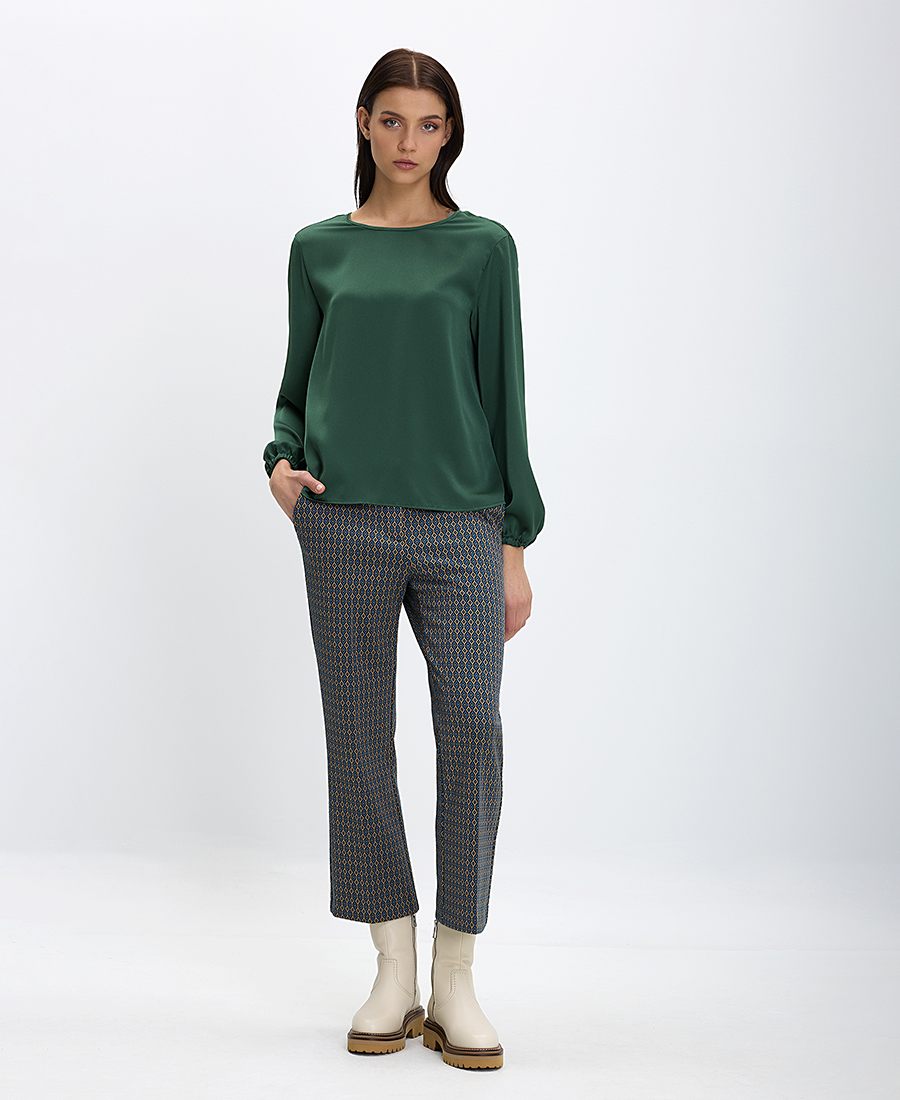 Γυναικεία Μπλούζα Μακρυμάνικη με Στρογγυλή Λαιμόκοψη σε Πράσινο φωτογραφία