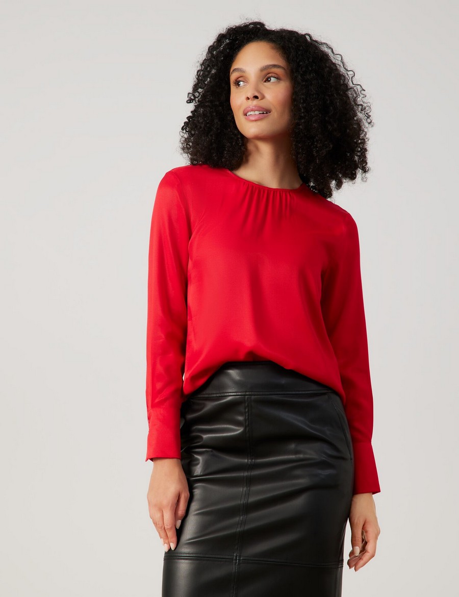 Gerry Weber Γυναικείο Μπλουζάκι με Στρογγυλή Λαιμόκοψη σε Κόκκινο
