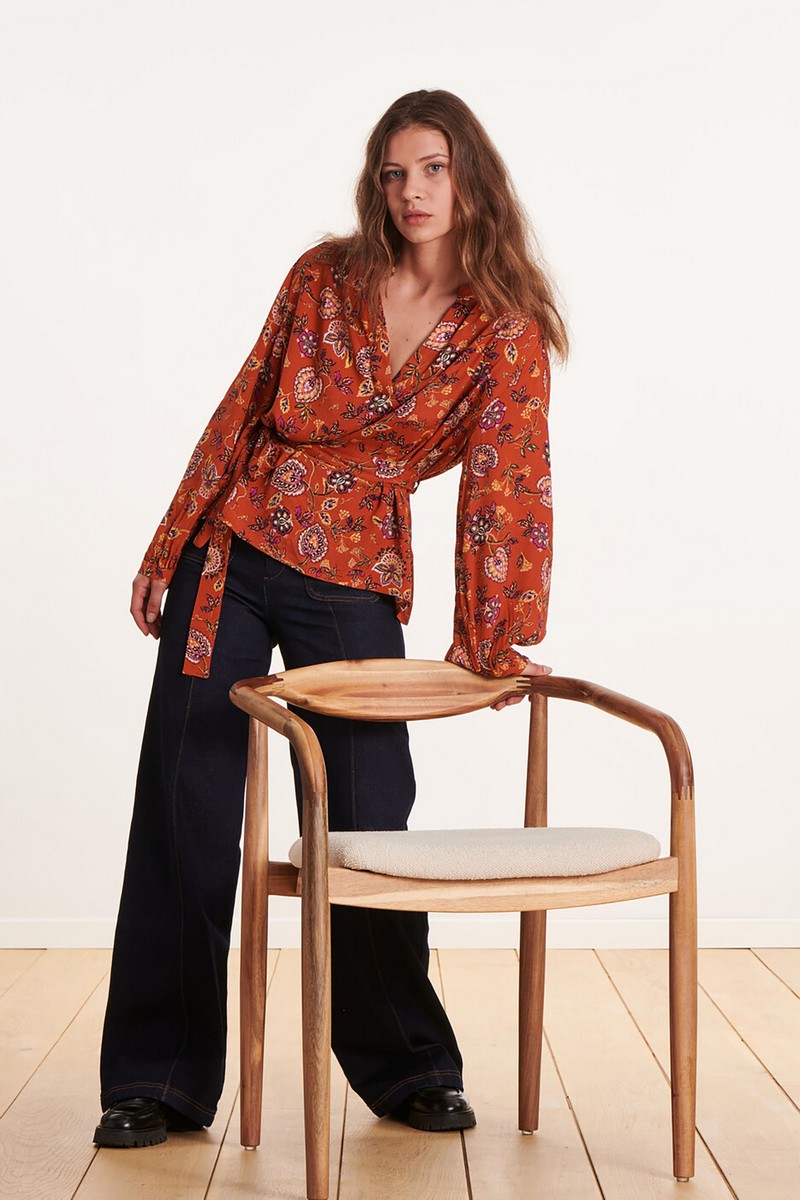 La Fee Maraboutee Γυναικεία Μπλούζα Εμπριμέ Πορτοκαλί 100% Viscose φωτογραφία