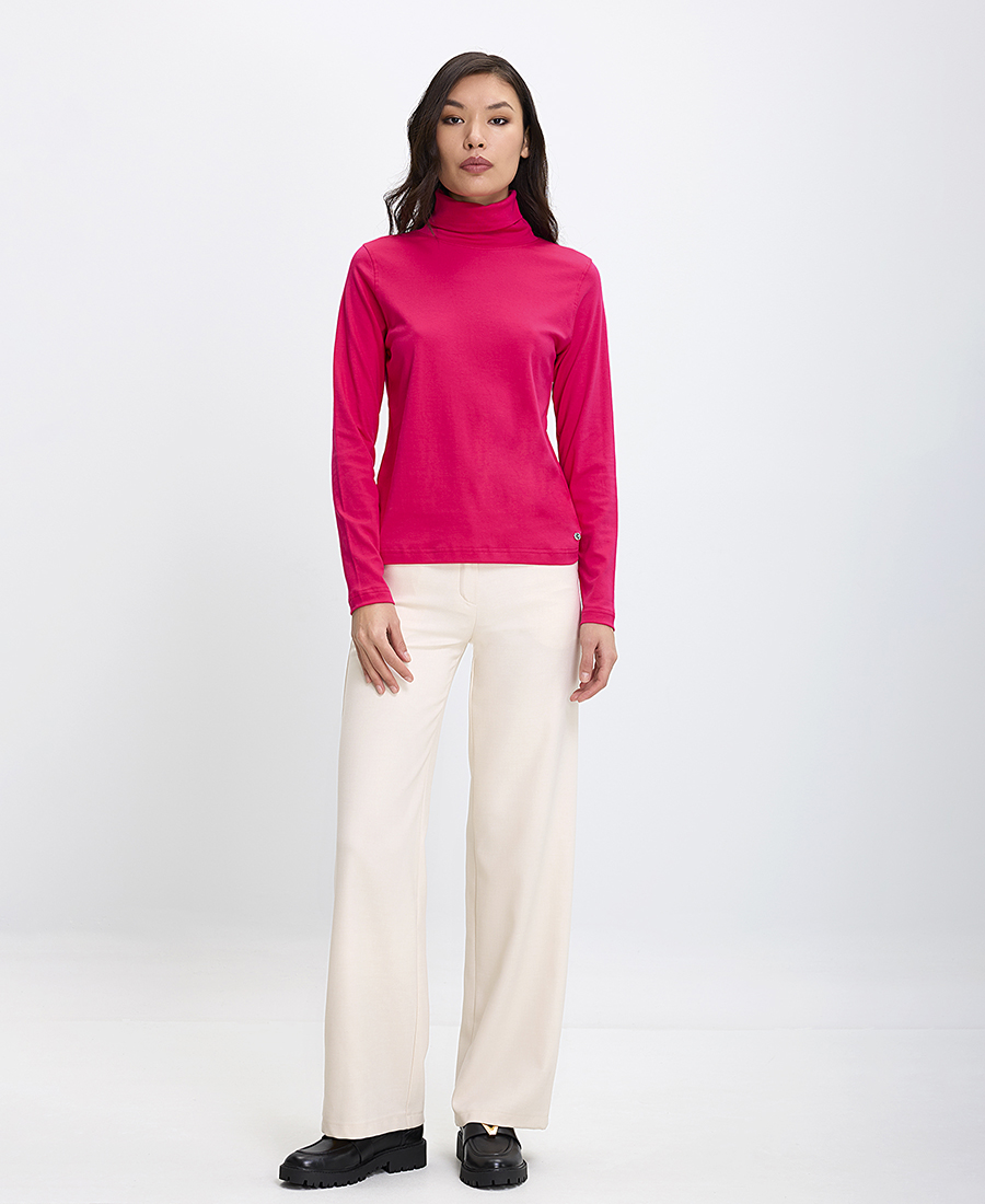 Γυναικεία Μακρυμάνικη Μπλούζα με Ζιβάγκο Slim Fit σε Φούξια φωτογραφία